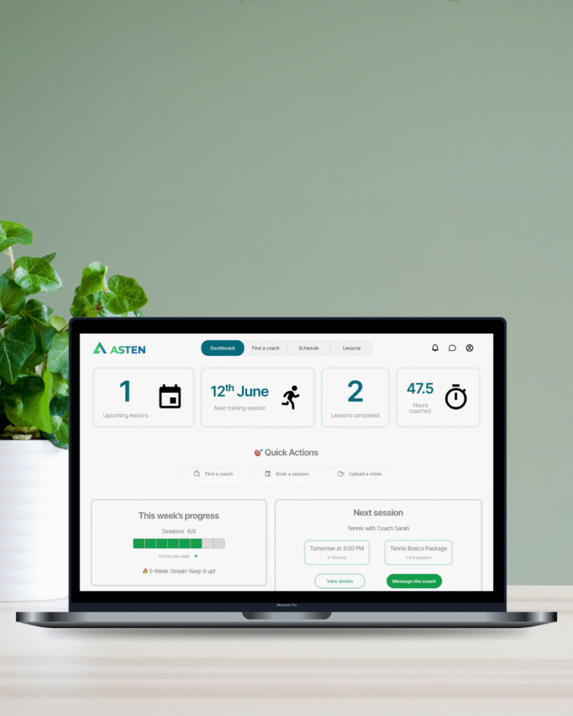 A laptop displaying the dashboard features of Asten.