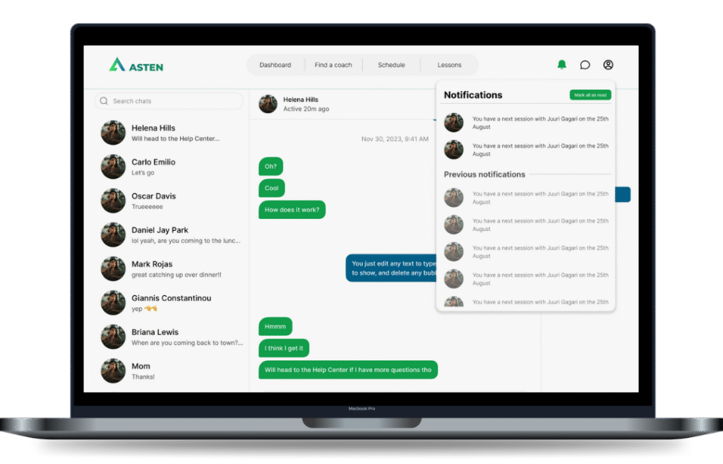 Asten chat interface computer