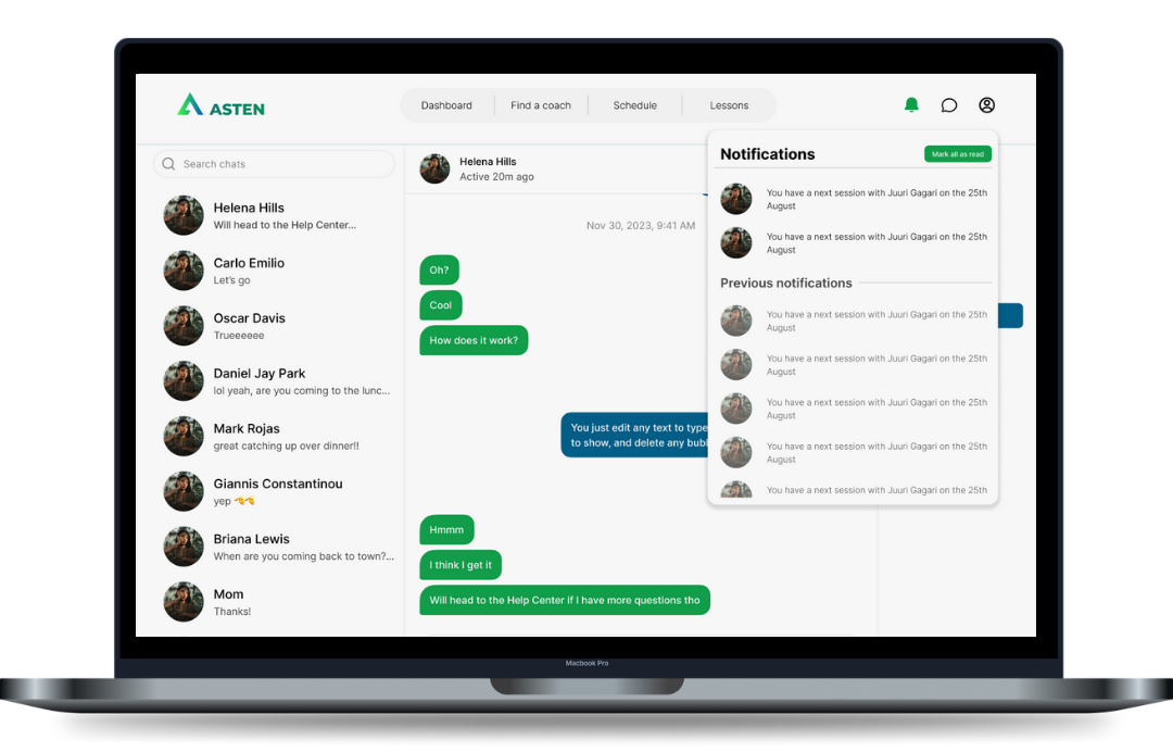 Asten chat interface computer